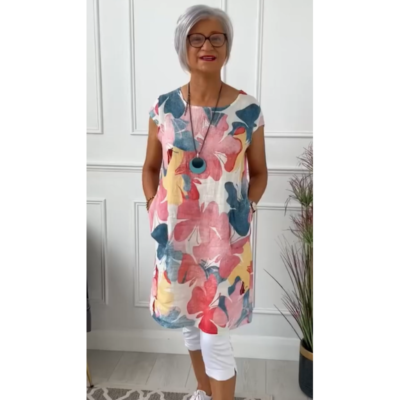 Elegant Kjole med Rund Hals for Damer