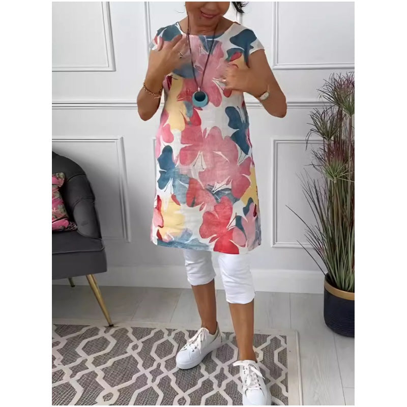 Elegant Kjole med Rund Hals for Damer