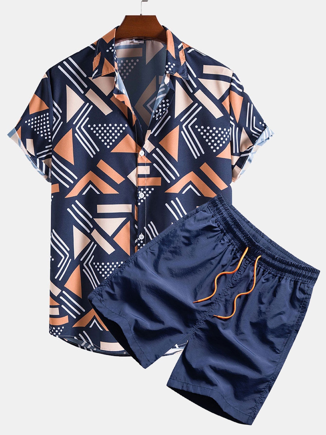 Even | Herreskjorte med geometrisk mønster og badeshorts