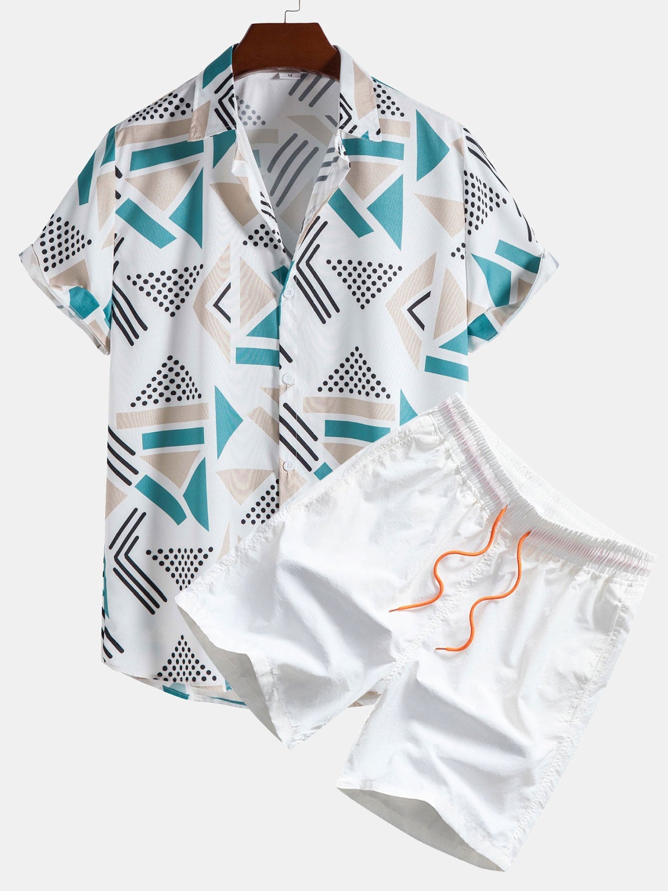 Even | Herreskjorte med geometrisk mønster og badeshorts