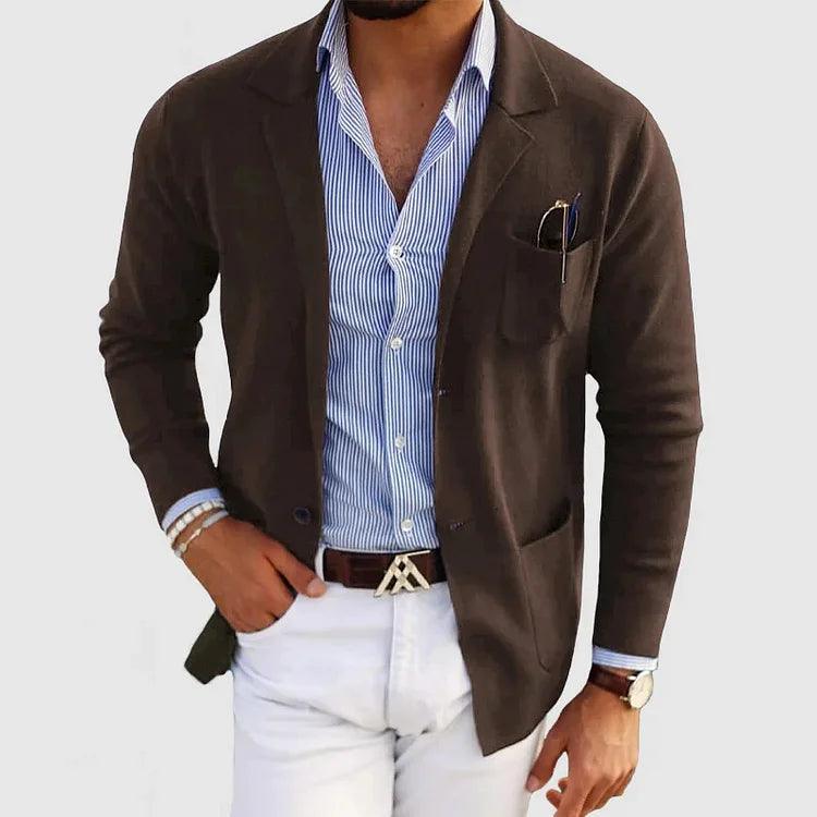 Elegant Herrecardigan med Lommer og Krage