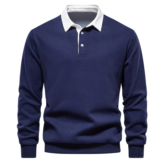 Elegant Herre Langermet Polo T-skjorte