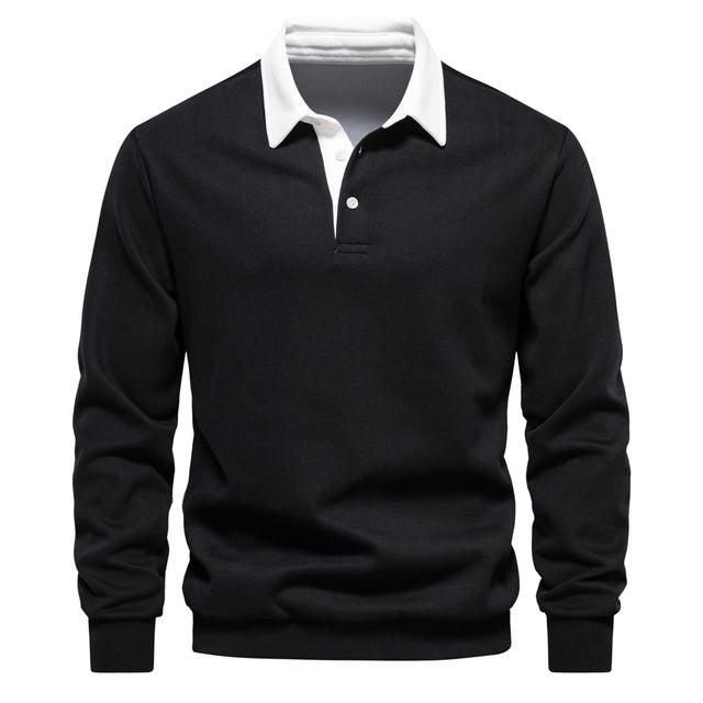 Elegant Herre Langermet Polo T-skjorte
