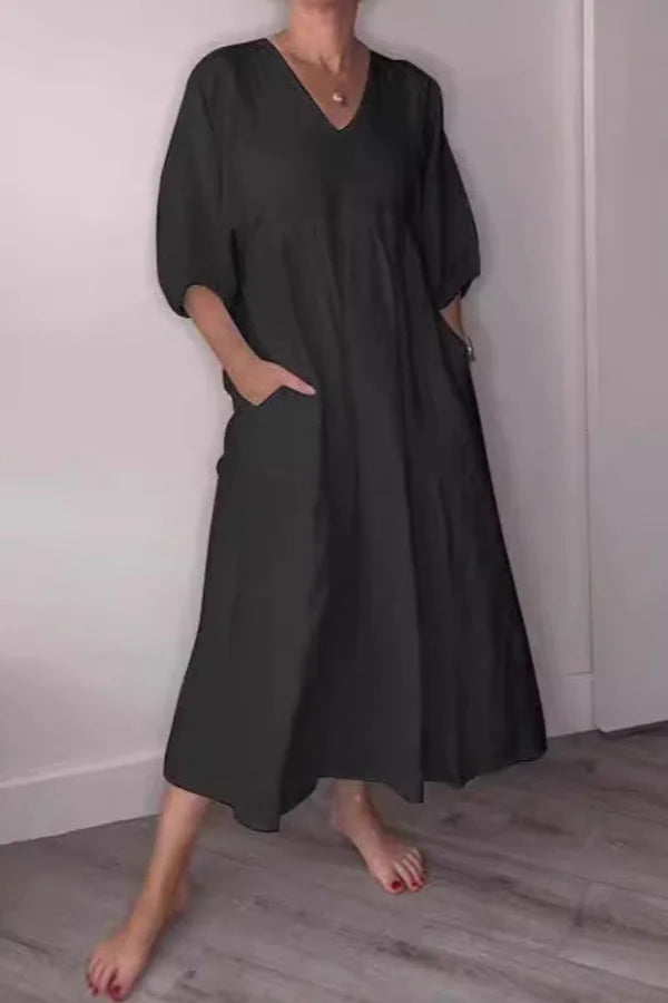 Ensfarvet linkjole med lommer