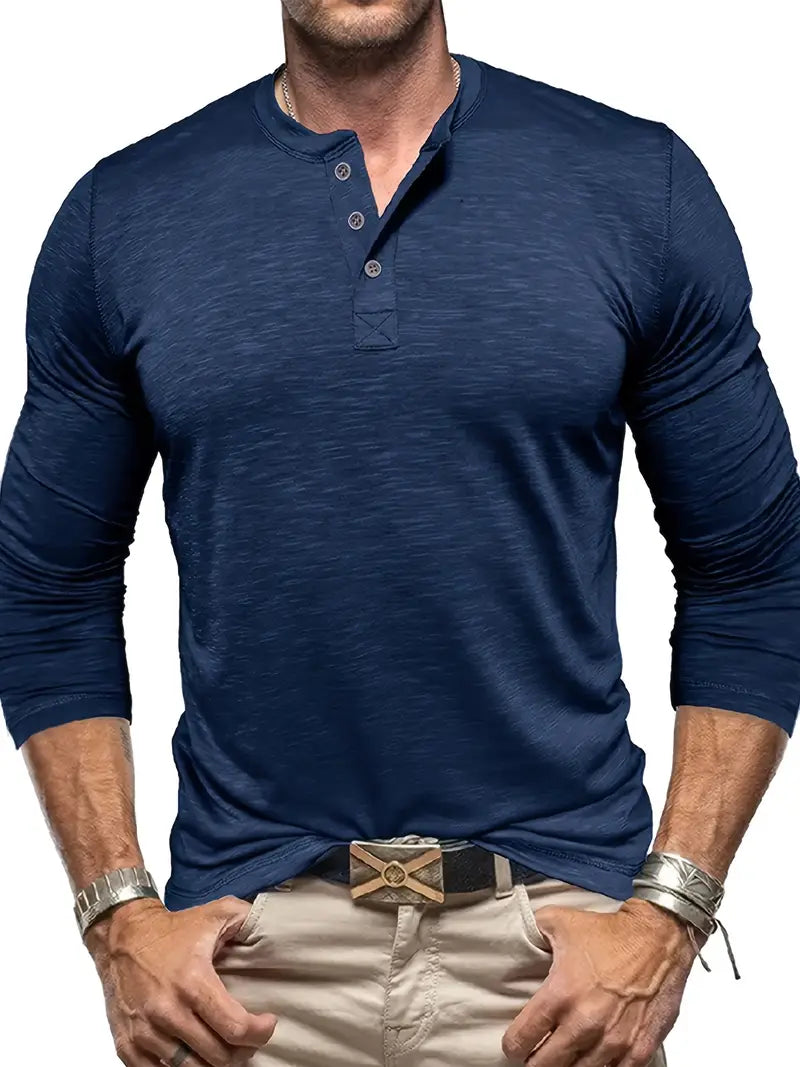 Tommy | Langermet Henley T-skjorte med komfortabel passform