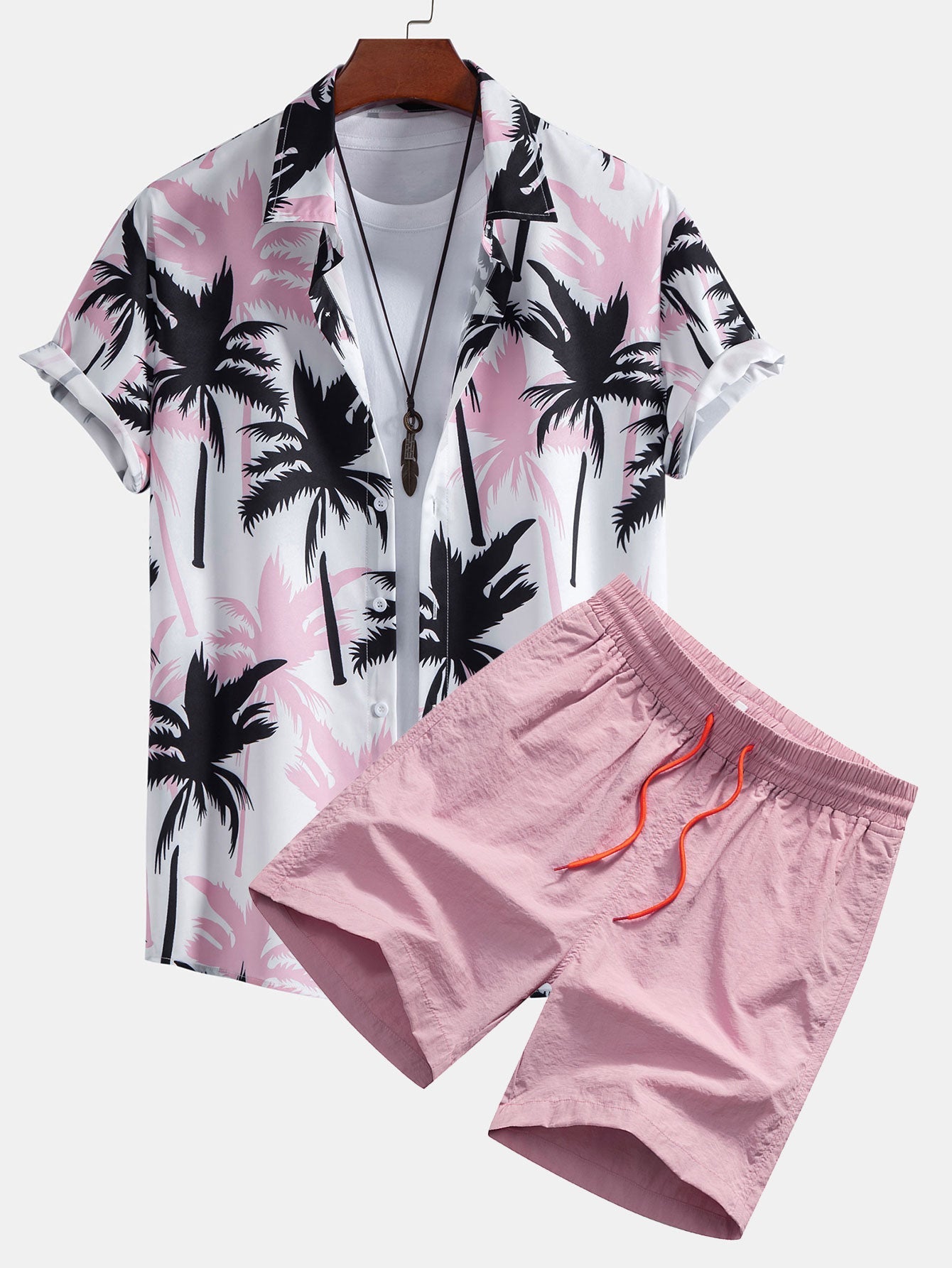 Hugo | Herreskjorte og badeshorts med palmemønster