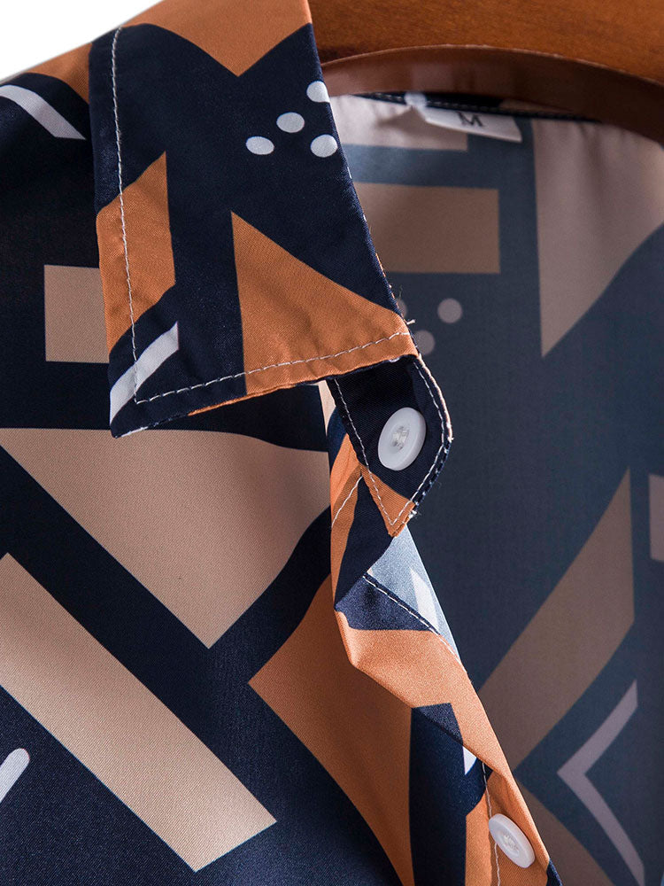 Even | Herreskjorte med geometrisk mønster og badeshorts