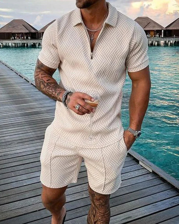 Magnus | Kremfarget polo og shorts med krage