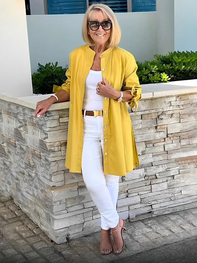 Alma | Langermet Damebluse med Plissert Rygg
