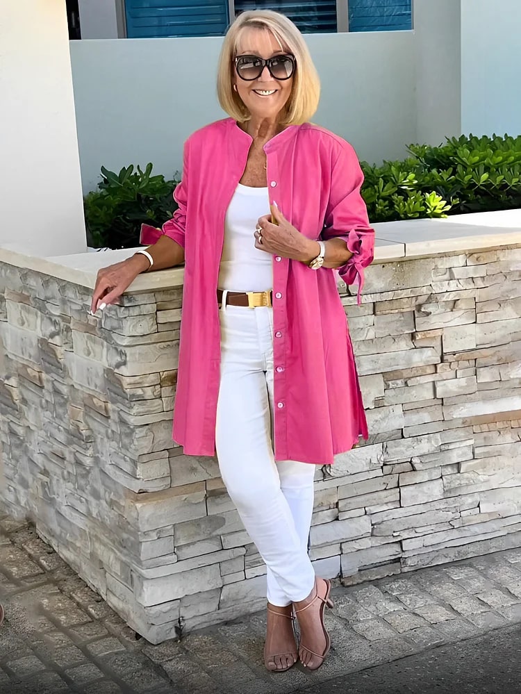 Alma | Langermet Damebluse med Plissert Rygg