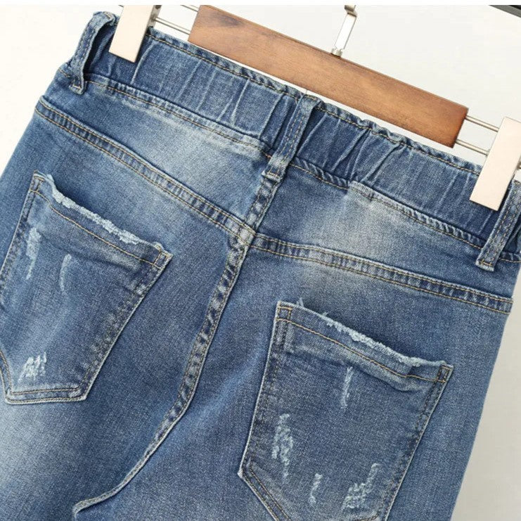 Dame Baggy Jeans med Høy Midje Plus Size