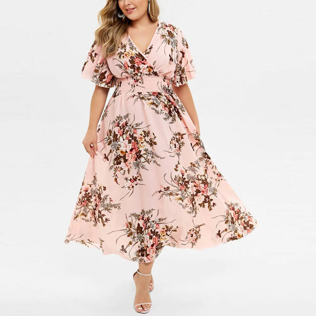 Blomstret Chiffonkjole for Kvinner i Plus Size