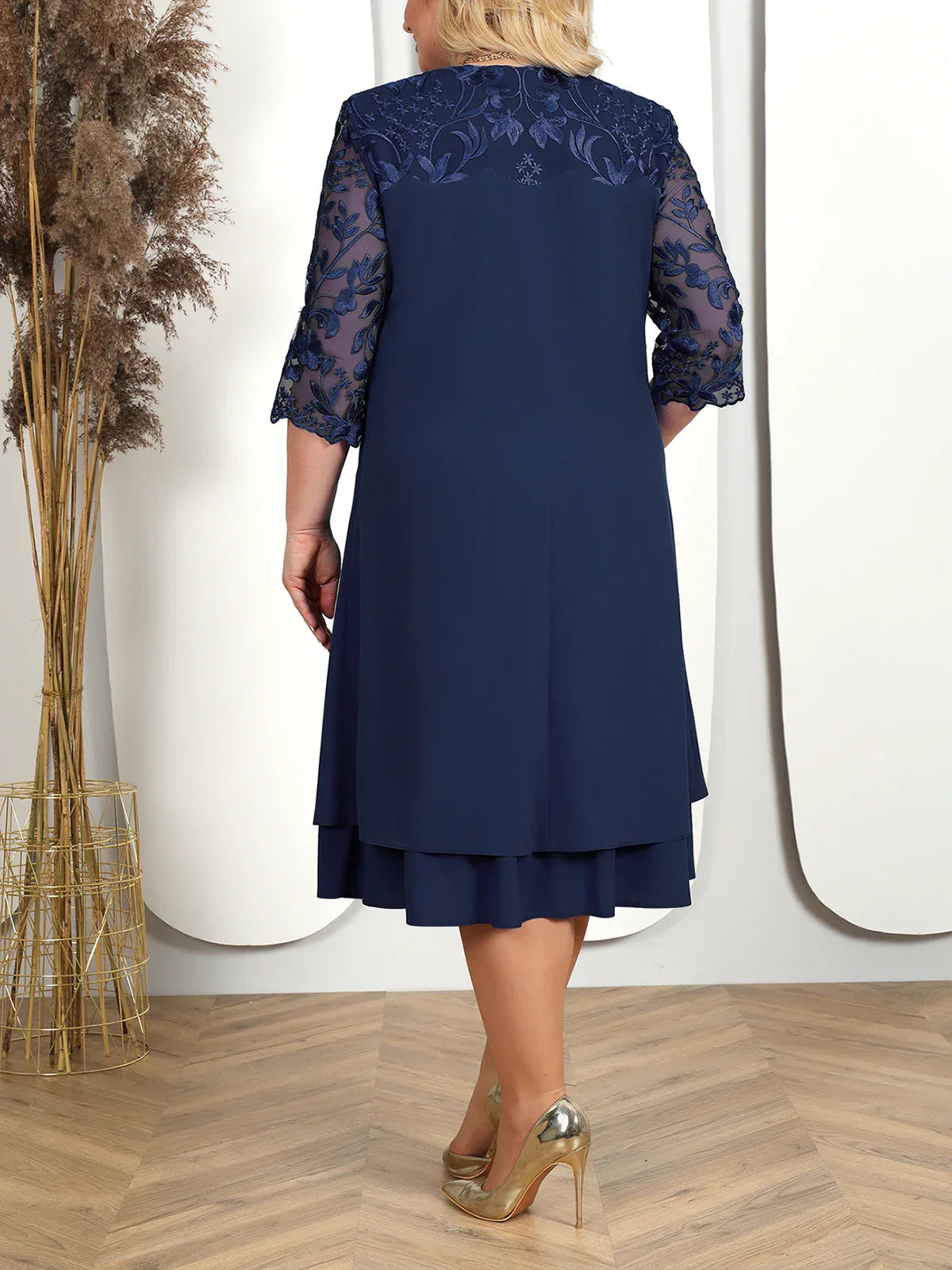 Brodert Aftenkjole for Kvinner Plus Size