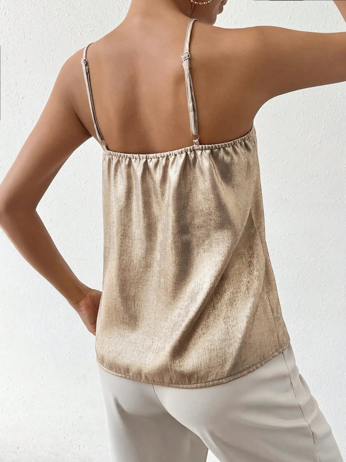 Ida | Kvinners Metallic V-hals Cami Topp
