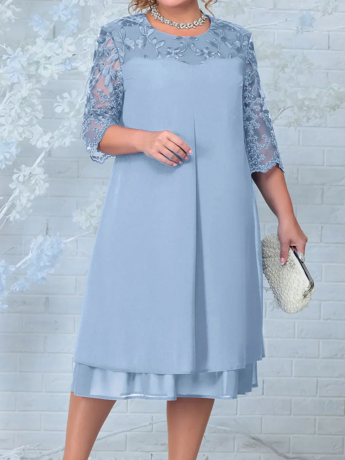 Brodert Aftenkjole for Kvinner Plus Size