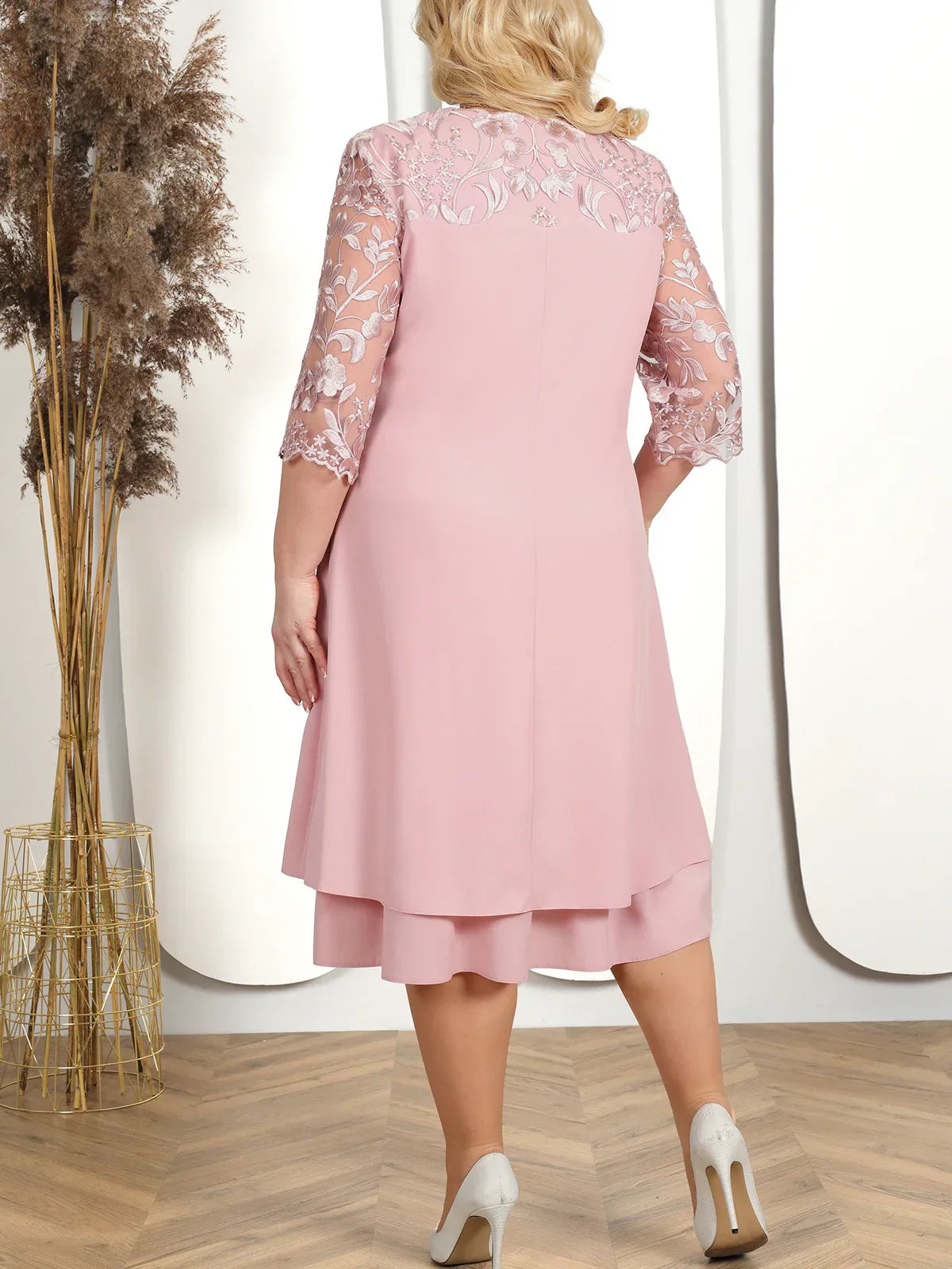 Brodert Aftenkjole for Kvinner Plus Size