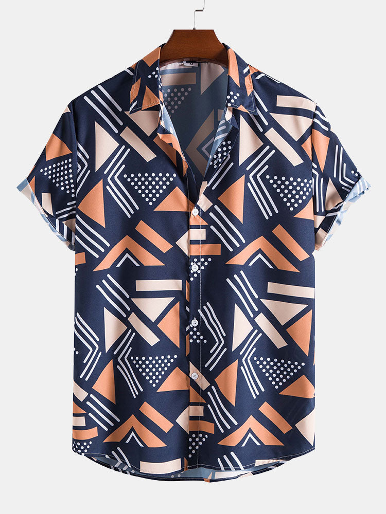 Even | Herreskjorte med geometrisk mønster og badeshorts
