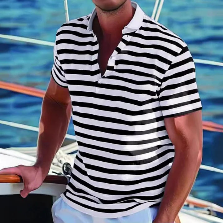 William | Retro Stripet Polo Skjorte til Menn