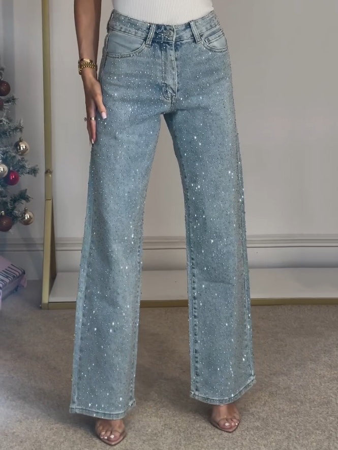 Damejeans med Glitrende Detaljer for Fest