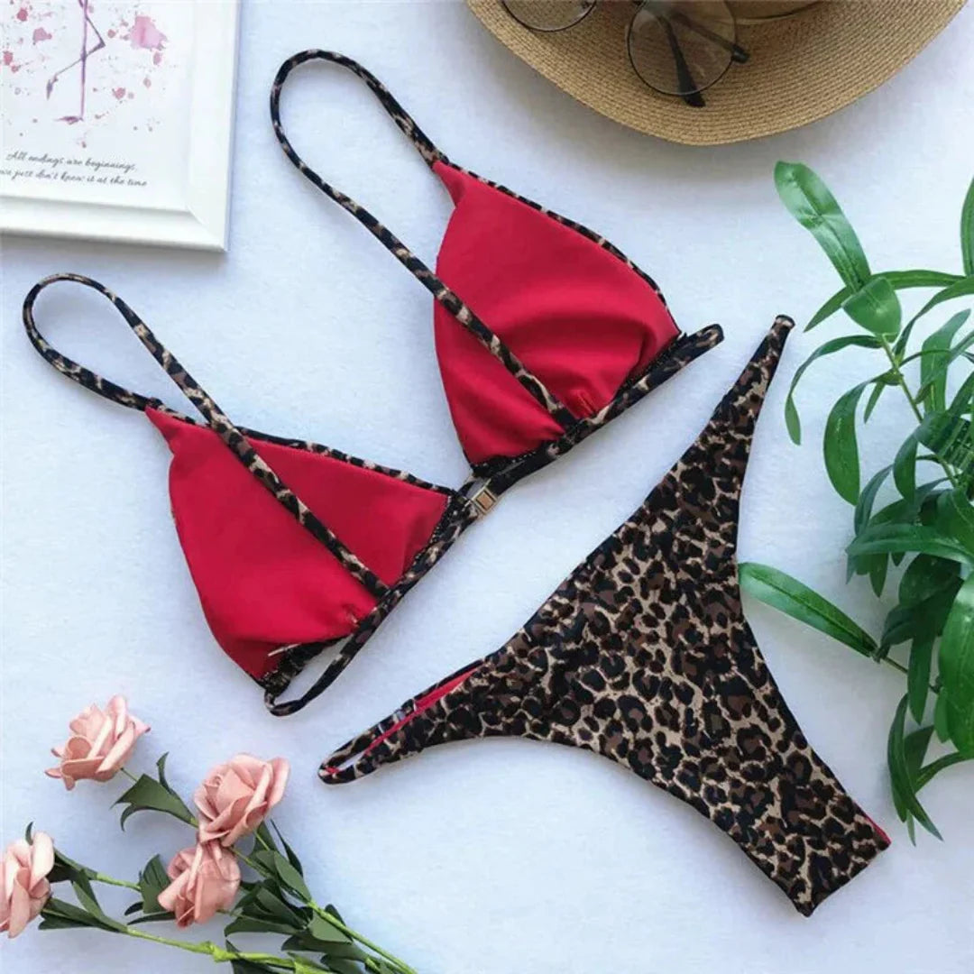Leopardmønstret Bikini Sett for Kvinner Komfortabel