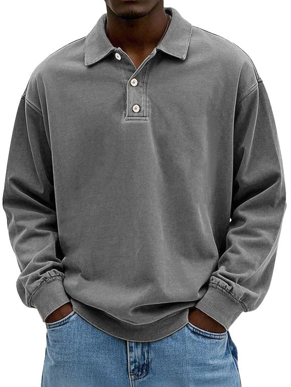 Elegant Langermet Poloskjorte for Menn
