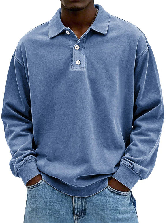 Elegant Langermet Poloskjorte for Menn