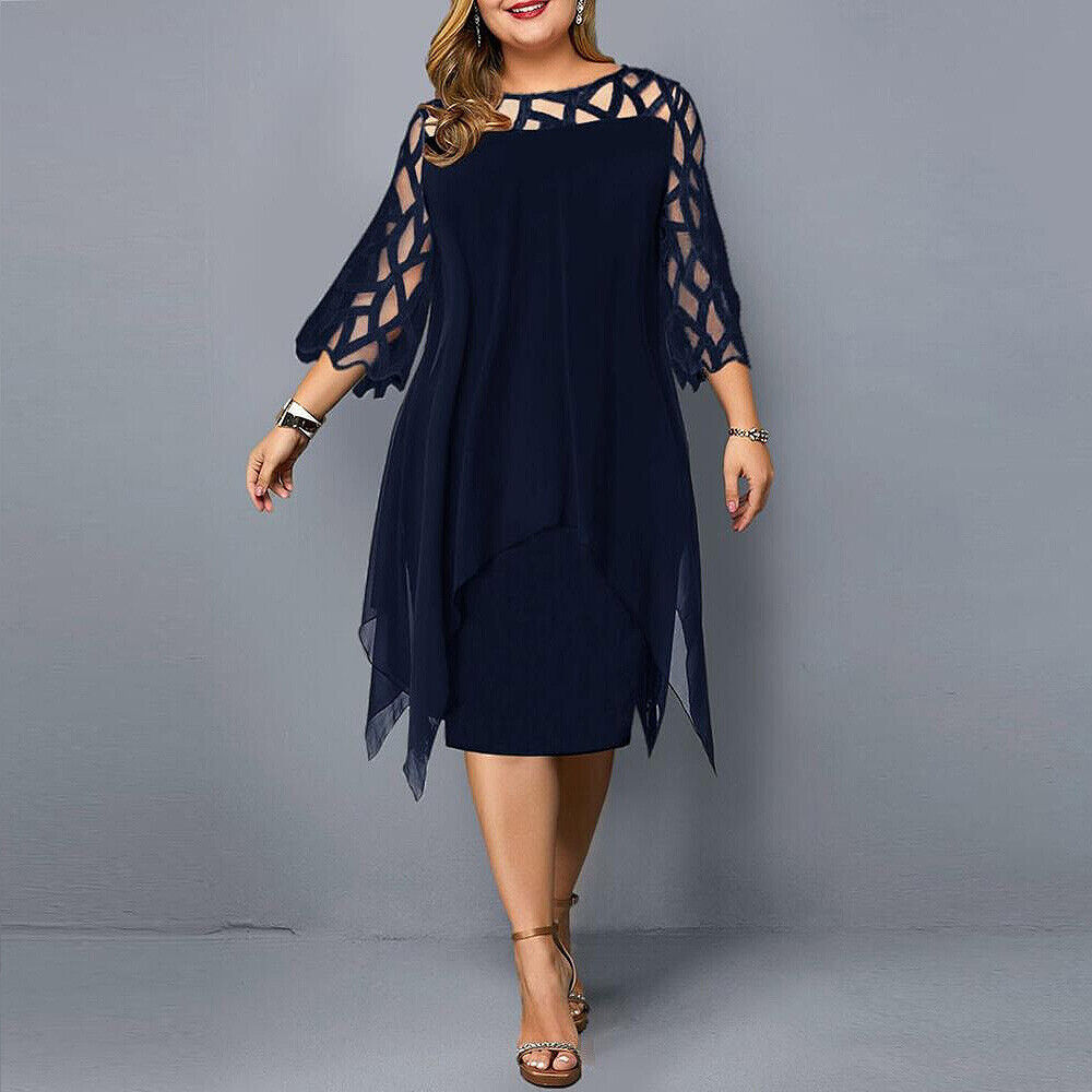 Elegant Midi Kjole for Kvinner i Plus Size
