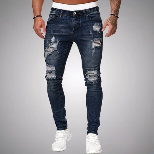 Herrejeans med Slitte Detaljer